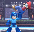 Mega Man throwing Mario with his Super Arm.