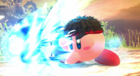 Kirby performing the standard Hadoken.