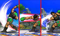 The three different variations of Little Mac's forward smash.