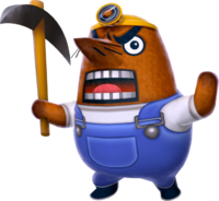 Official artwork of Mr. Resetti from "Animal Crossing: New Leaf".