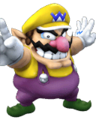Wario (Overalls) as he appears in Super Smash Bros. Brawl.
