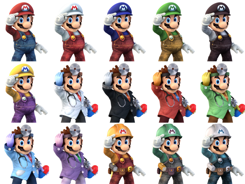 Mario's alternate costumes in P+