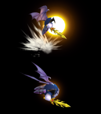 The two hitboxes of Meta Knight's Shuttle Loop, used in the air.