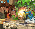 Zero Suit Samus' Paralyzer does not affect DK due to the properties of the Badge.