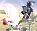 Meta Knight fighting Kirby.
