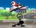 Mr. Game & Watch using his up air in Mario Circuit.