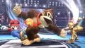 Using Spinning Kong on Mario and Samus in Super Smash Bros. for Wii U.
