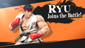 Ryu's unlock notice in Super Smash Bros. for Wii U after downloading him from the Nintendo eShop.