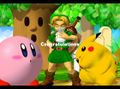 Standing with Young Link and Pikachu on Green Greens.