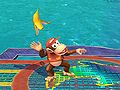 Diddy Kong throwing a Banana Peel in Brawl.