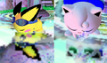 In Melee, the low-resolution models used in the reflection effects do not show characters closing their eyes.