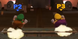 Two Warios using an uncharged Wario Waft simultaneously. Source