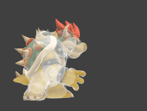 Hitbox visualization for Bowser's aerial jab 1