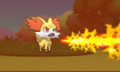 Fennekin using Flamethrower in Pokémon X/Y.