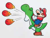 Art of Yoshi spitting fire in Super Mario World.
Taken from Mario Wiki.