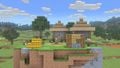 A hay stack and a small house made of blocks in Minecraft World (Plains)
