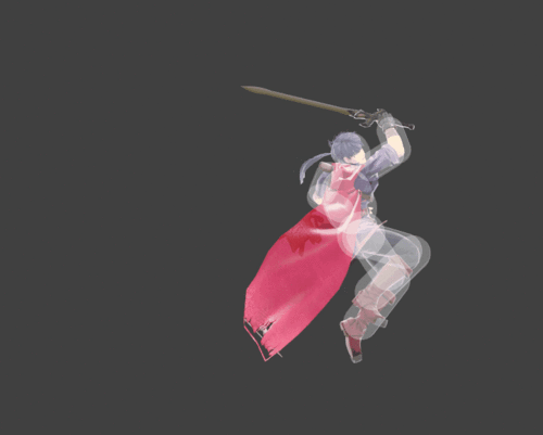 Hitbox visualization for Ike's back aerial