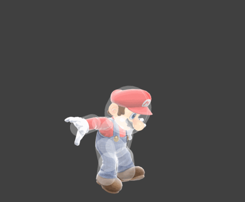 Hitbox visualization for Mario's up aerial