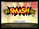 The logo appears behind the word "Smash" in the title screen for Super Smash Bros.