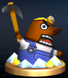 Mr. Resetti trophy from Super Smash Bros. Brawl.