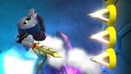 Meta Knight getting hit by the spikes in the bottom-right part of the stage.