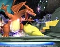 Pikachu using its jab against Charizard