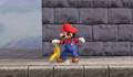 Mario beginning the slip animation in SSB4.
