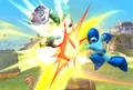 Mega Man using his Slash Claw on Link.