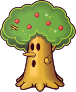 Official artwork of Whispy Woods from "Kirby Super Star".