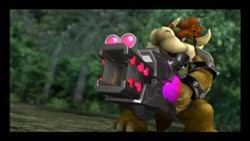 Bowser holding a Dark Cannon in a cutscene from Adventure Mode: The Subspace Emissary.