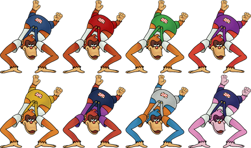 Lanky Kong's alternate costumes in Remix