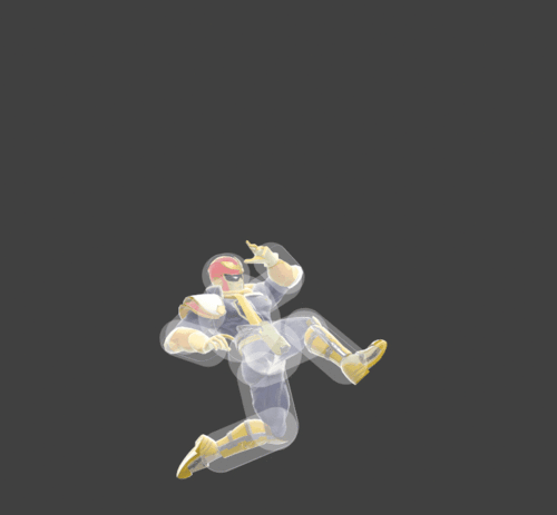 Hitbox visualization for Captain Falcon's up aerial