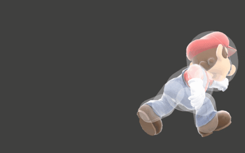 Hitbox visualization for Mario's pivot grab