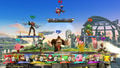 Damage meters in Super Smash Bros. for Wii U, with eight human players.