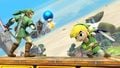 Toon Link throwing a Bomb at Link.