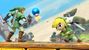 Toon Link throws a Bomb at Link in SSB4 for Wii U.