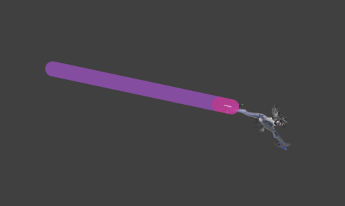 Hitbox visualization for Bayonetta's back aerial Bullet Arts