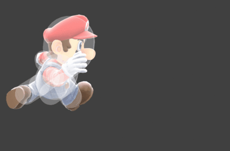 Hitbox visualization for Mario's down tilt