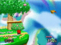 Kirby meteor smashing Pikachu with Final Cutter in Smash 64.
