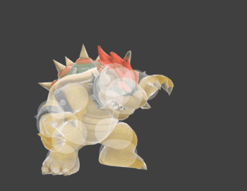 Hitbox visualization for Bowser's grab