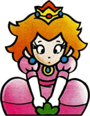 Art of Peach pulling out a Vegetable in Super Mario Bros. 2. From Mario Wiki. Also used as the basis for a sticker in Brawl.