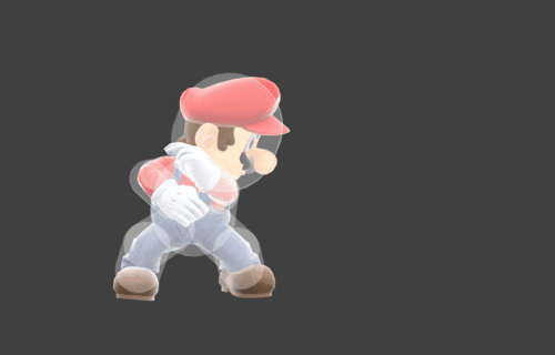 Hitbox visualization for Mario's downwards forward smash