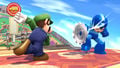 Luigi throwing Mega Man's Metal Blade back at him.