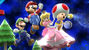 Mario, Luigi, and Peach on the Mario Galaxy stage in Super Smash Bros. 4.