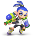 Male Inkling with the Splattershot stocked with Blue Ink in SSBU.