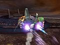 The Blue Falcon drives into Luigi, initiating the Final Smash.