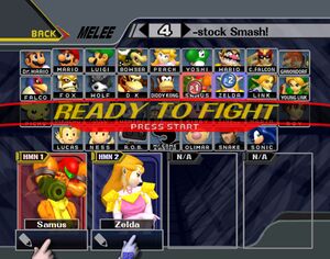 The character selection screen for Smash 2