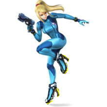 Zero Suit Samus as she appears in Super Smash Bros. 4.