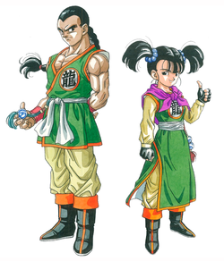 Official artwork of the male and female Martial Artists in Dragon Quest III.