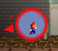 Mario in the magnifying glass in Smash 64 on Mushroom Kingdom.